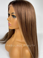 Charger l&#39;image dans la galerie, ARI - Medium warm brown with blonde face framing ombre highlights - 12&quot;- 28&quot; - 150% density
