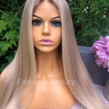 JESS - Warm light blonde with face framing highlights & natural roots - 12"- 28" - 150% density